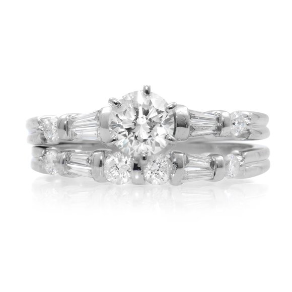 Rachel Koen 1.25Cttw Diamond Engagement Ring Set 14K White Gold Size 8 - Picture 2 of 7